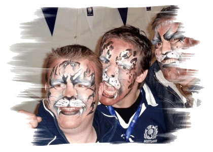Perthshire Rugby Club Front Row Face Painted as Tigers